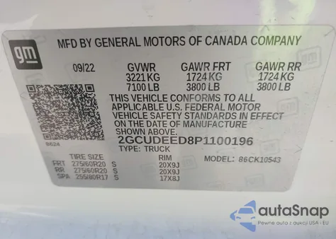 2023 Chevrolet Silverado 1500 4Wd Short Bed Rst z USA, uszkodzony, nr VIN 2GCUDEED8P1100196